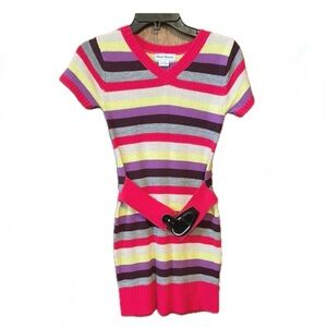 Striped Knit Dress with Belt
